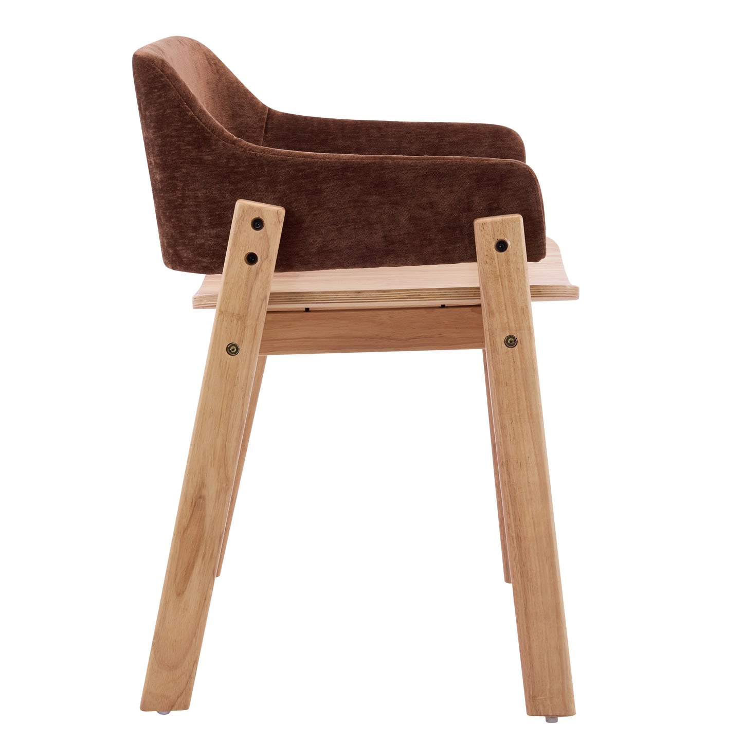 Upholstered Dining Chairs Set of 2 - Brown Fabric & Rubber Wood
