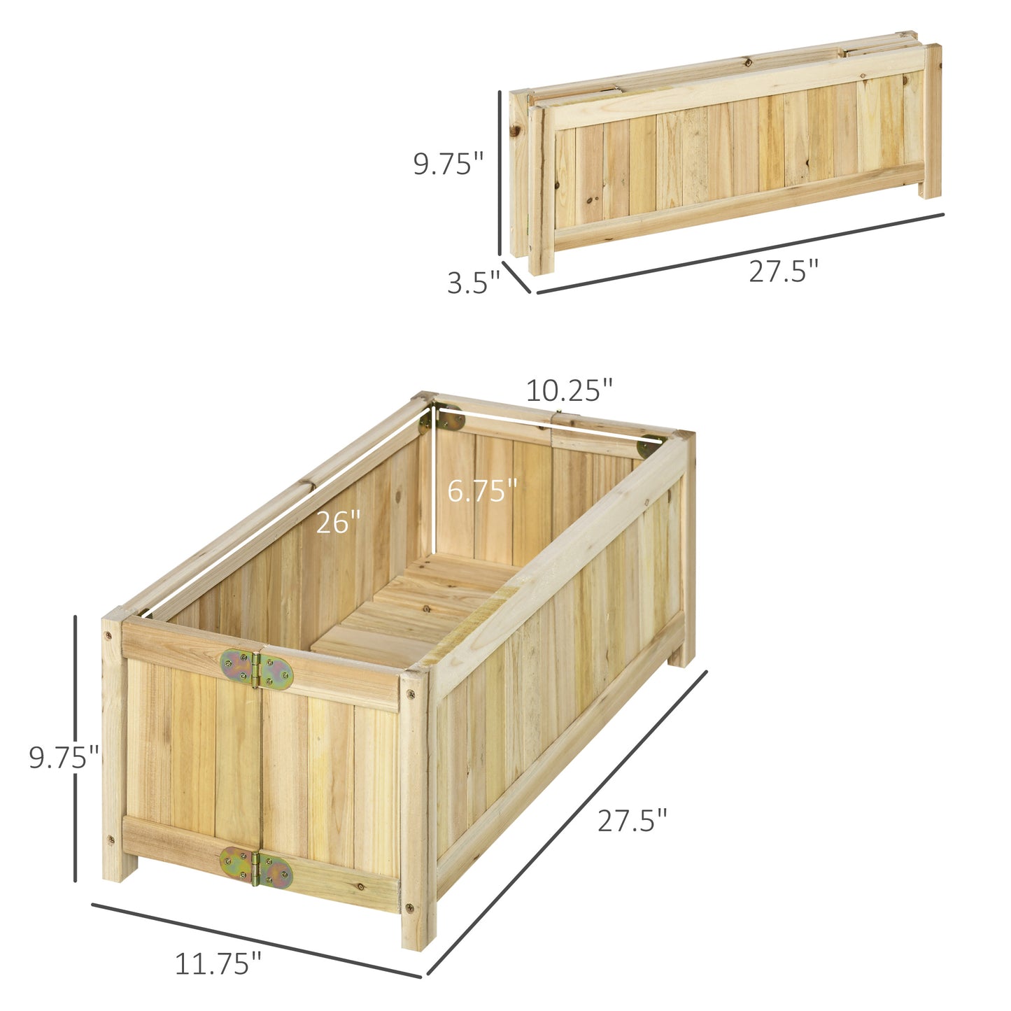 Foldable Wooden Garden Bed for Herbs Vegetables & Flowers, 27.6 x 11.6 x 9.8 Inches