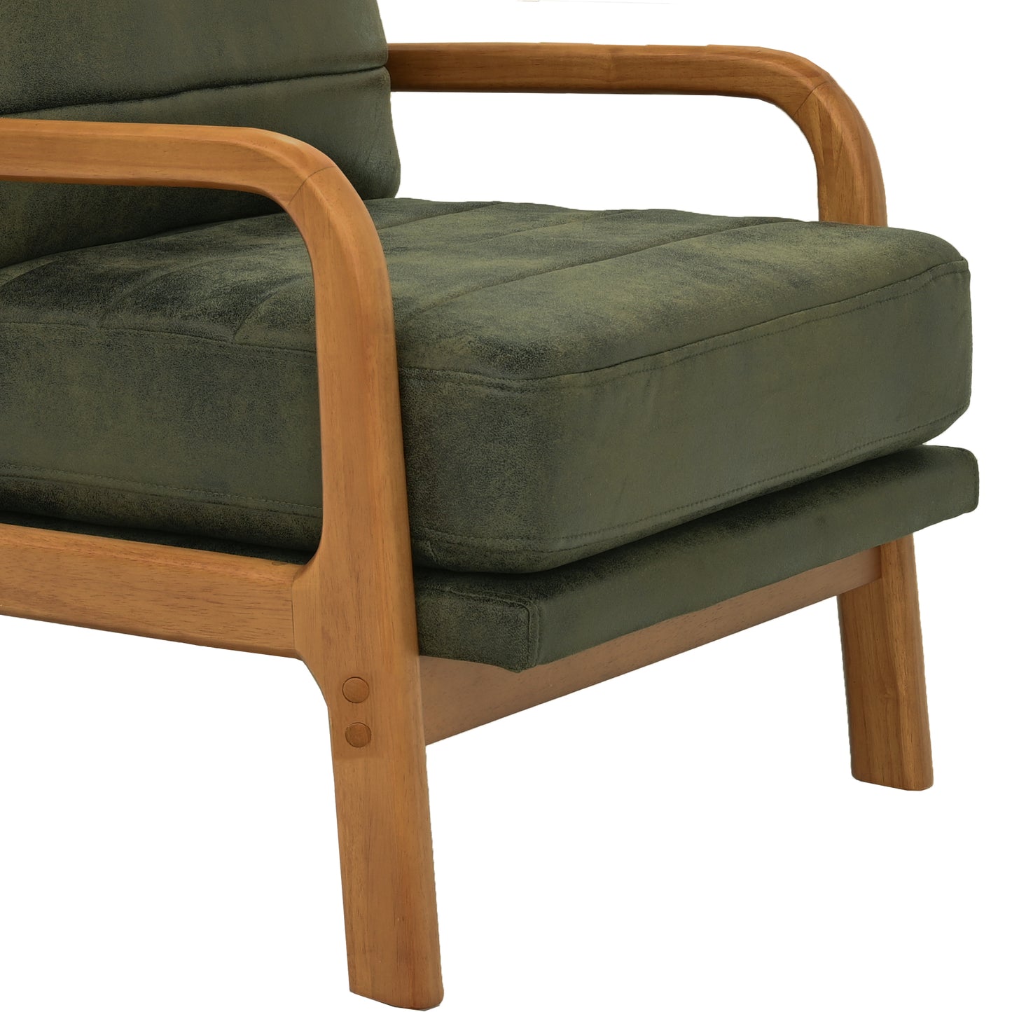 Mid-Century Modern Olive Green Fabric Armchair