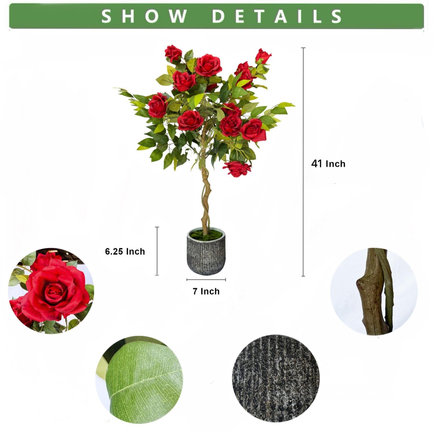 Artificial Rose Tree in Ceramic Pot - Indoor Home Decor