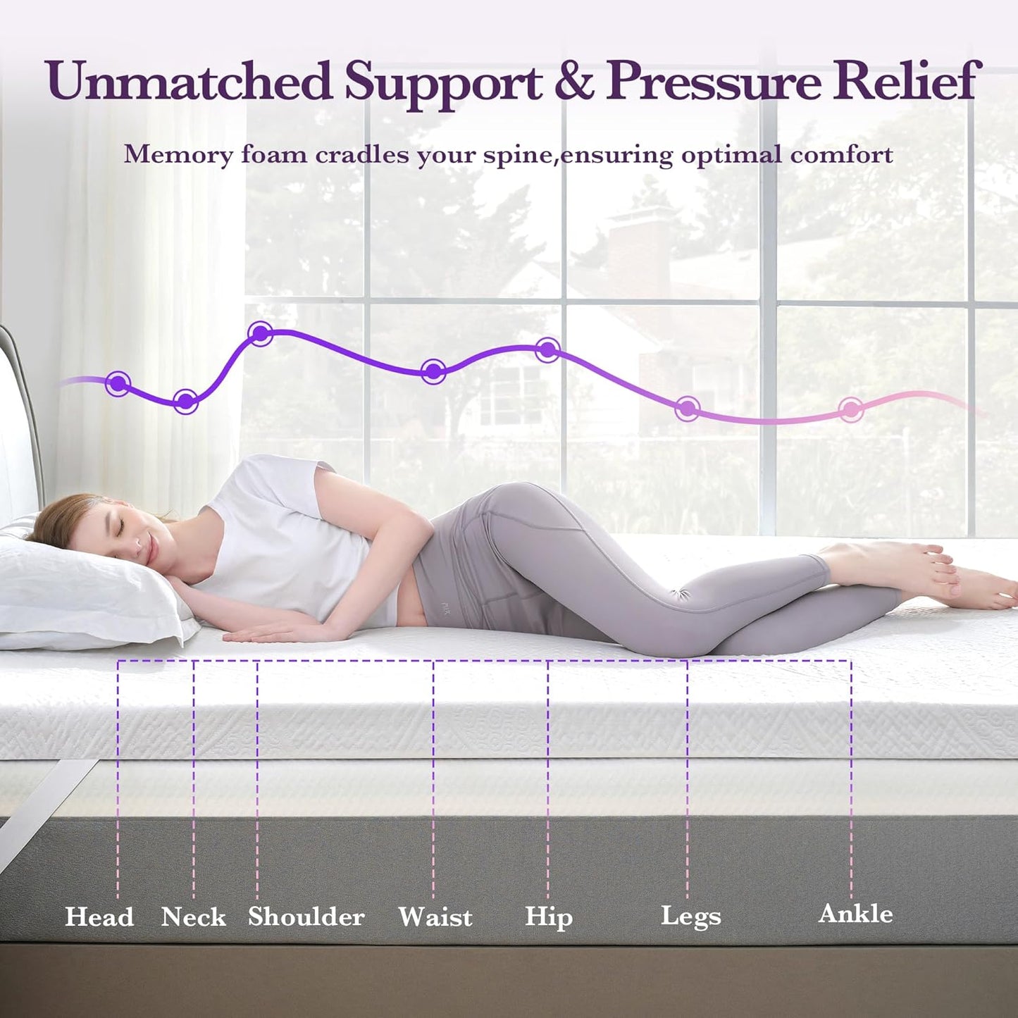 3-Inch Twin Size Memory Foam Mattress Topper - Space-Saving Comfort