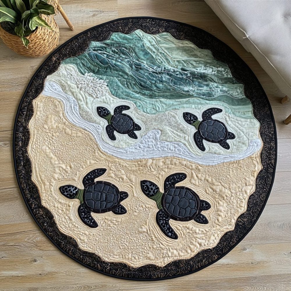 Digital Printed Round Rug with Leaf Pattern - Multiple Sizes & Styles