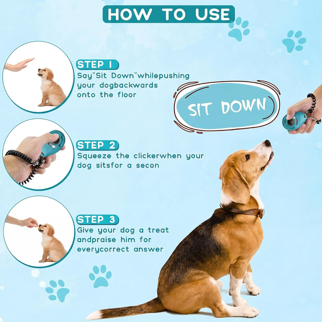 Dog Training Clicker with Wrist Strap & Keyring for Puppy & Pet Training
