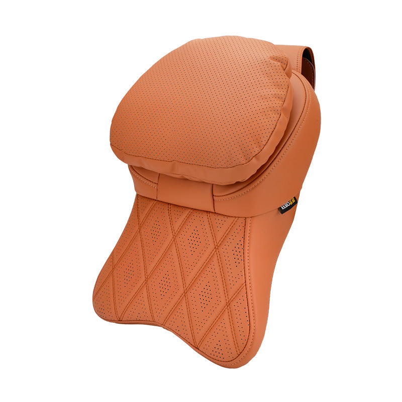 Car Leather Headrest Pillow Lumbar Support Cushion - Stain-Resistant Memory Foam