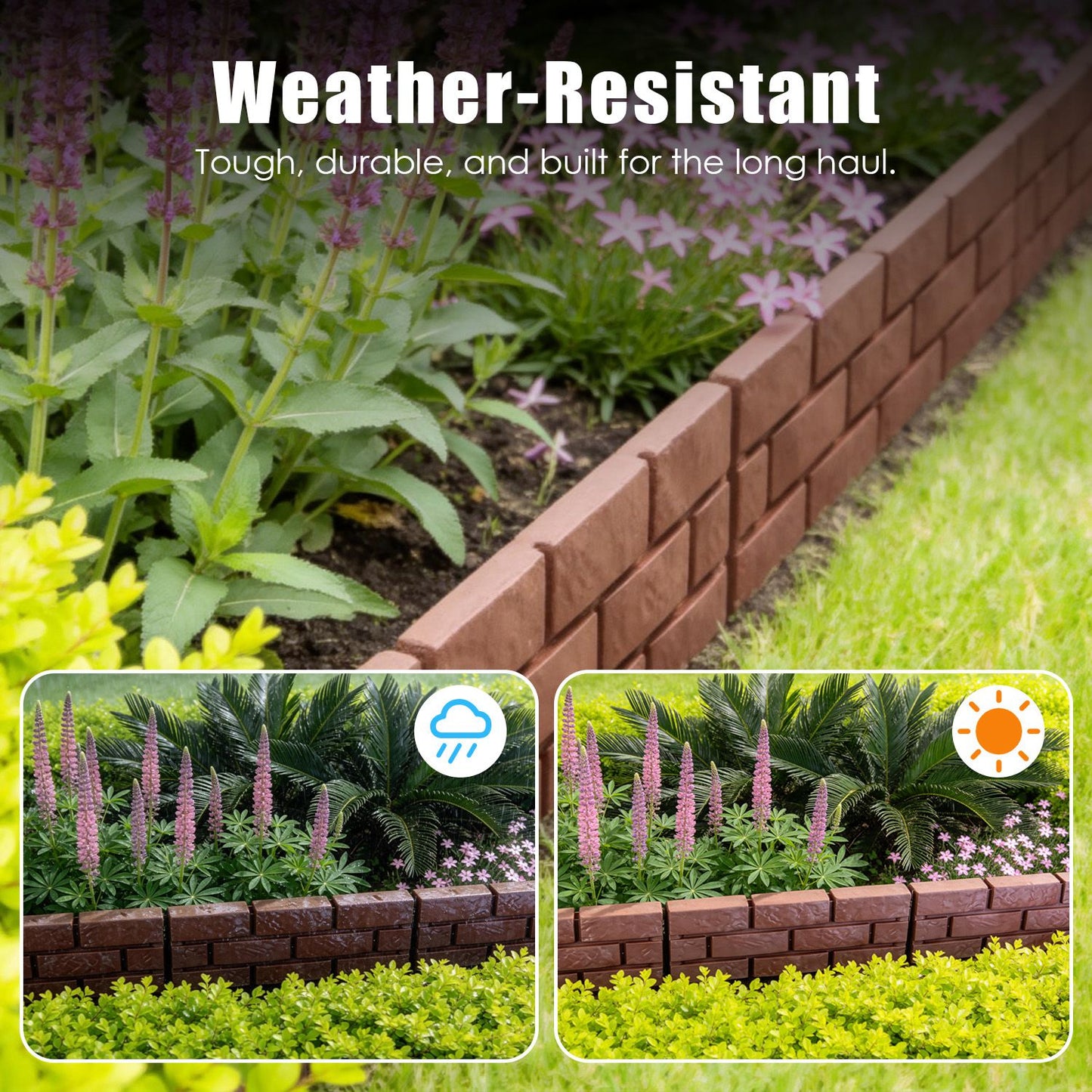12PCS Flexible Stone Border Fence Edging for Garden Pathways