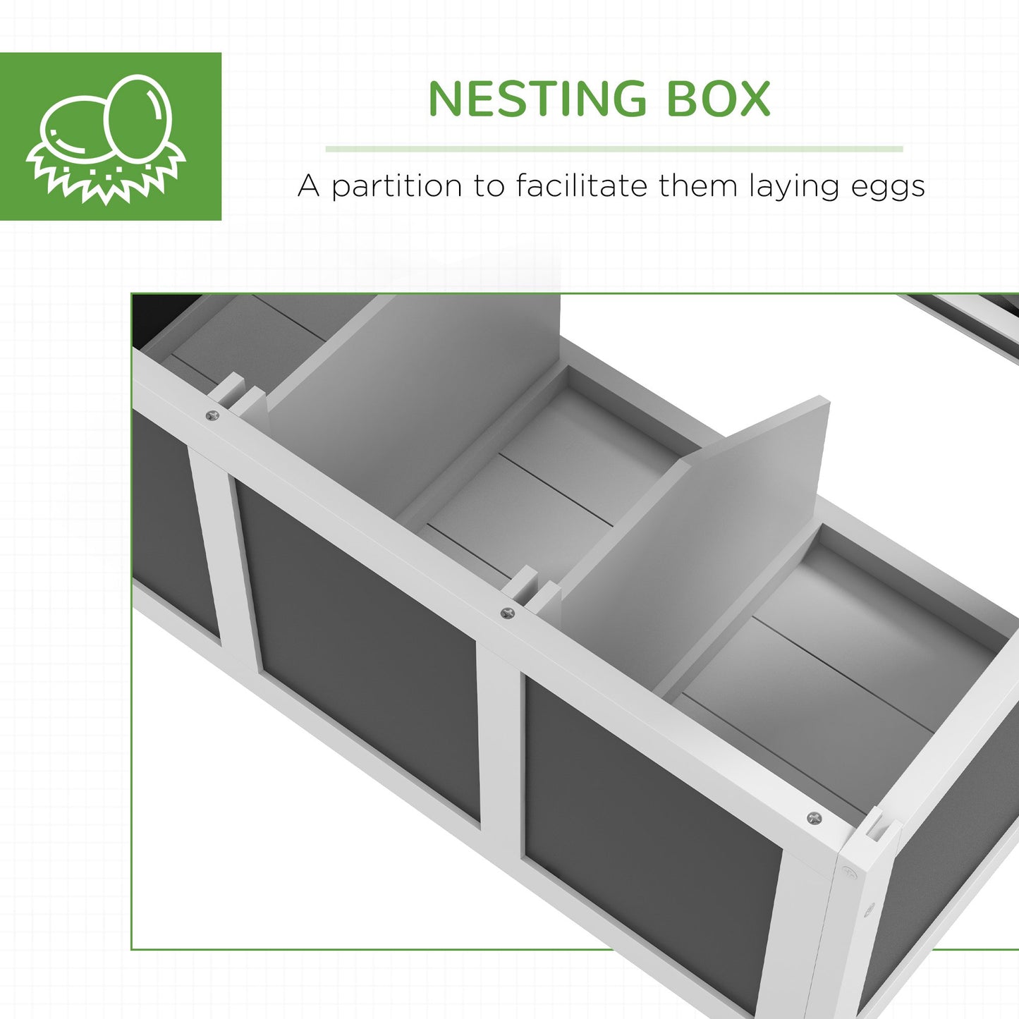 Wooden Chicken Coop with Nesting Box for 6 Chickens - Dark Gray