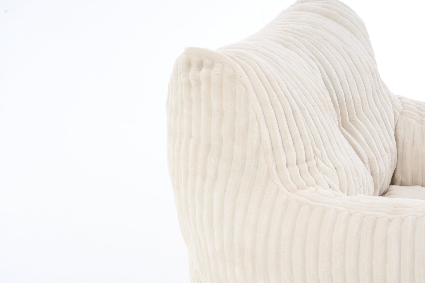 Soft Corduroy Bean Bag Chair with Memory Foam - Beige