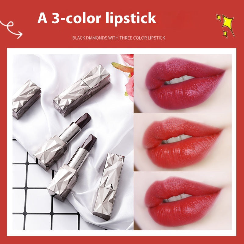 Three-Color Matte Lipstick - Moisturizing Long-Lasting Lip Color