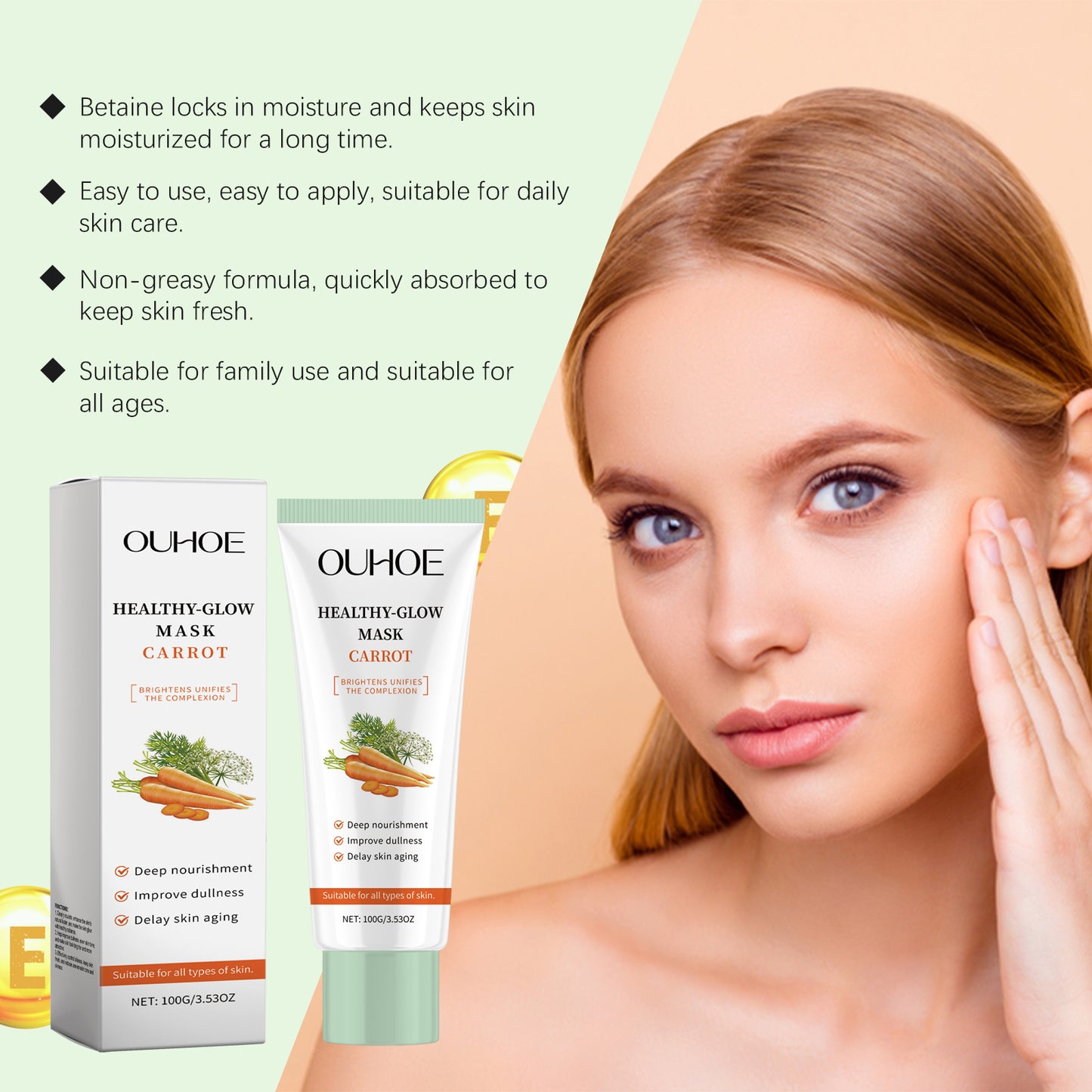 Carrot Facial Mask - Hydrating, Brightening & Anti-Aging Skin Care