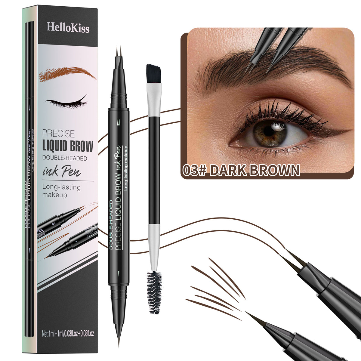 Waterproof Double-Head Eyebrow Pencil 2-in-1 Liquid & Powder Makeup Set