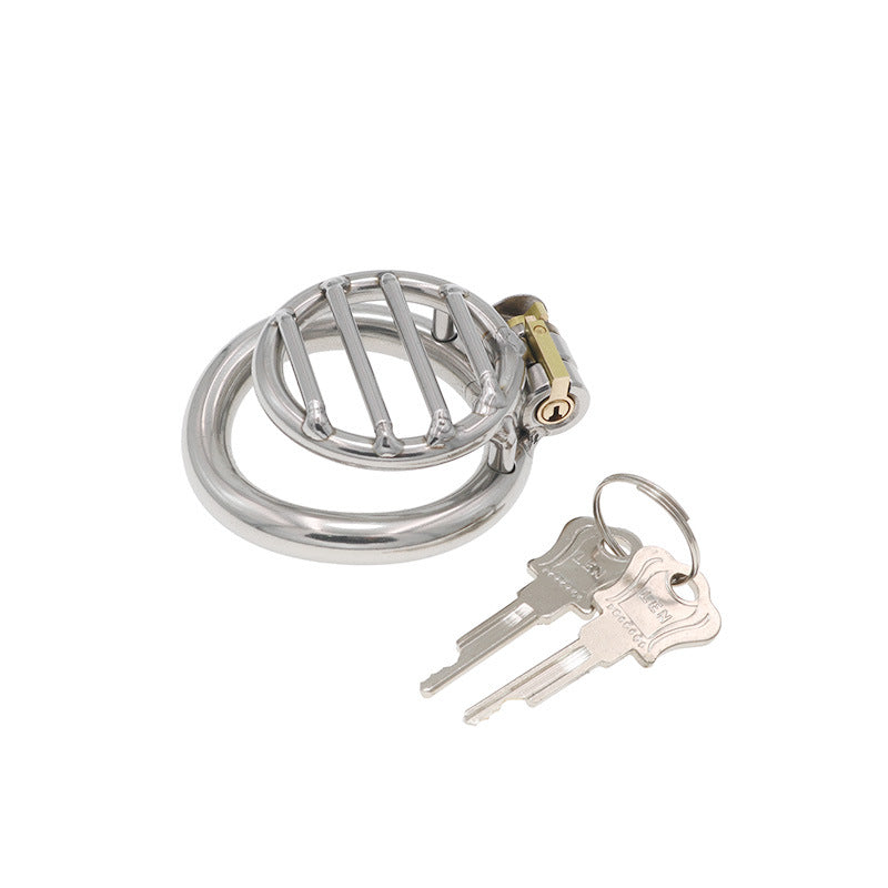 Men's Stainless Steel Flat Chastity Lock with Multiple Ring Sizes