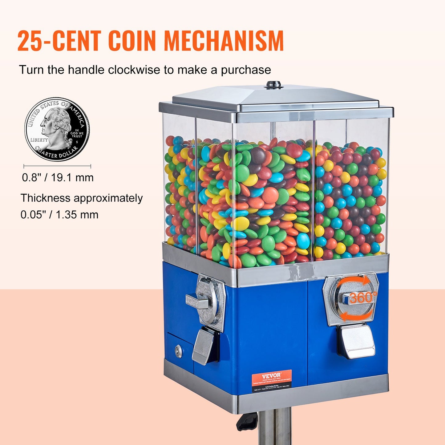 Vintage Candy Dispenser Gumball Machine with Stand - Blue