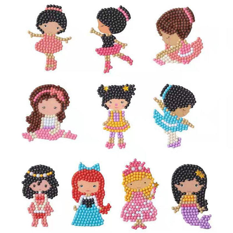 Children's DIY Diamond Painting Kit with Cartoon Animal and Fruit Designs, Free Stickers, Decorative Craft