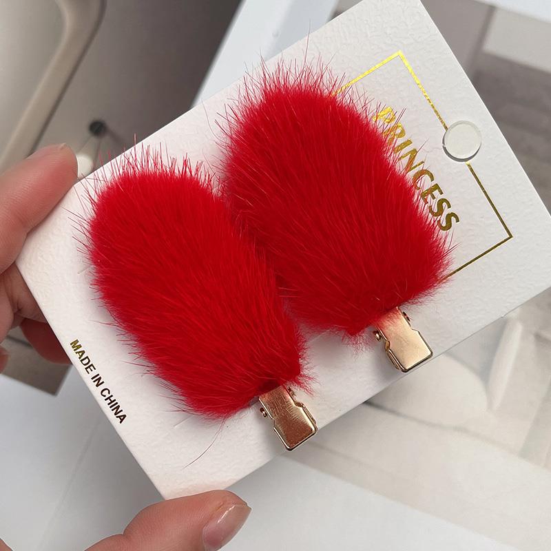 Women's Mink Hair Seamless Plush Hairpin - Retro Japanese Korean Style