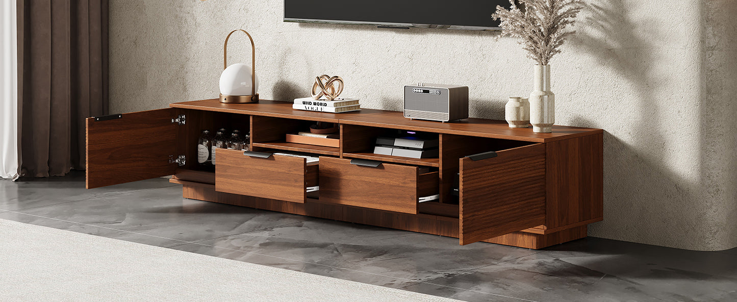 78 Inch Modern TV Stand for 85 Inch TVs - Walnut Finish
