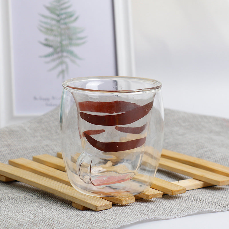 350ml Double Layer Heat-Resistant Borosilicate Glass Cup - Cartoon Style