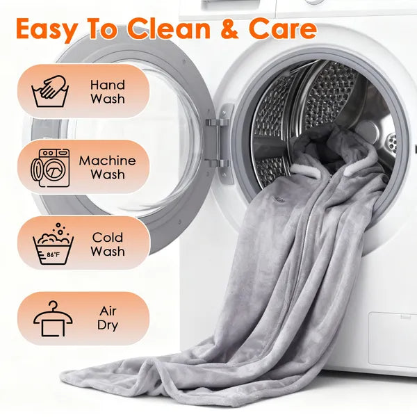 Wearable Heated Throw Blanket - Portable Double-Sided Flannel