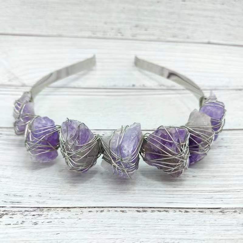 Natural Crystal Crown Hairband - Multiple Colors