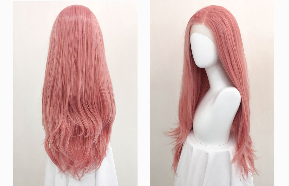 Pink Long Straight Cosplay Wig - 70cm Middle Bangs