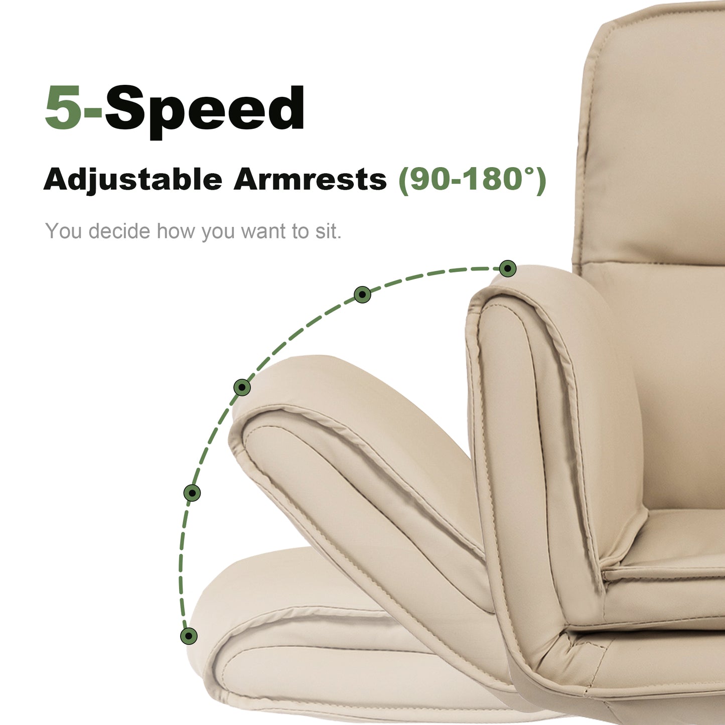 Criss Cross Chair With 5-Gear Adjustable Armrests & Wheels, Ergonomic