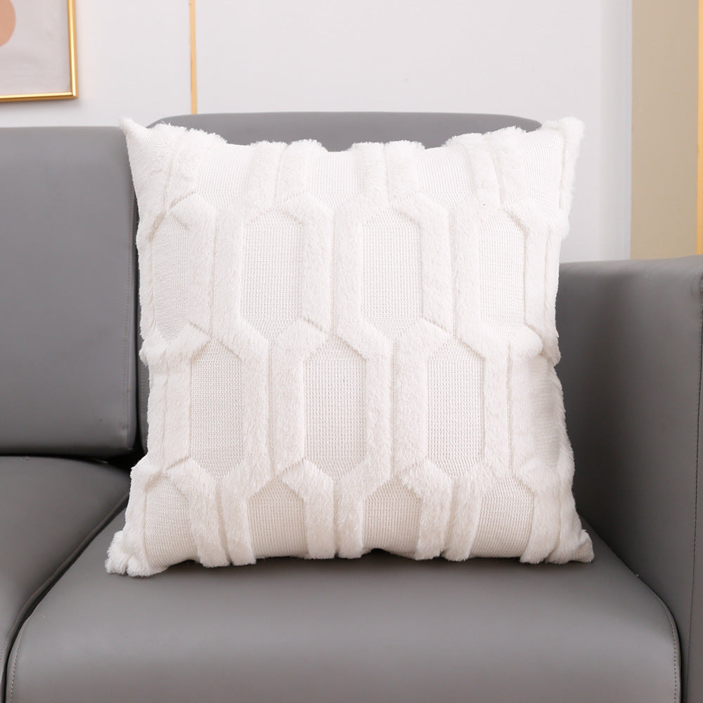 Embroidered Plush Lumbar Pillow Cover - Modern Sofa Cushion 45x45cm & 30x50cm