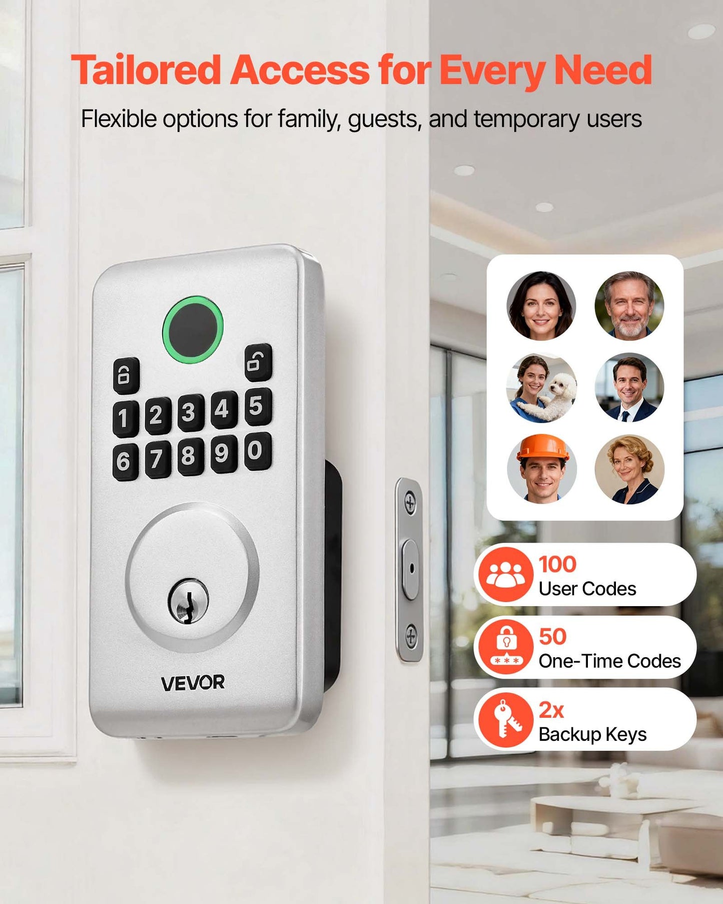 Keyless Entry Door Lock - Electronic Deadbolt with Auto Lock & Backlit Keypad - Silver