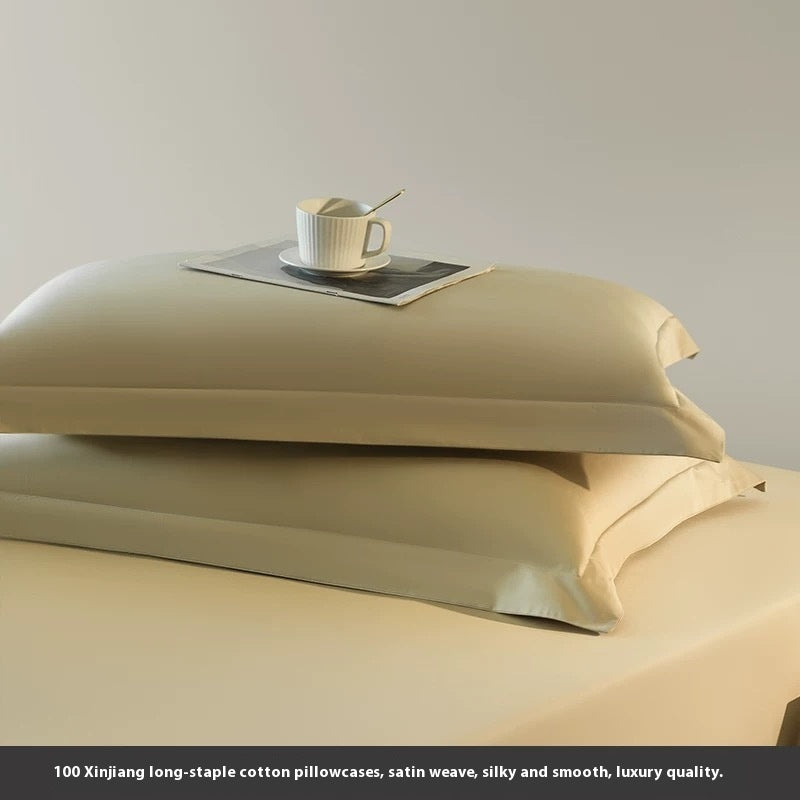Solid Color Cotton Pillowcase Set - 48x74cm Long-Staple Home Bedding