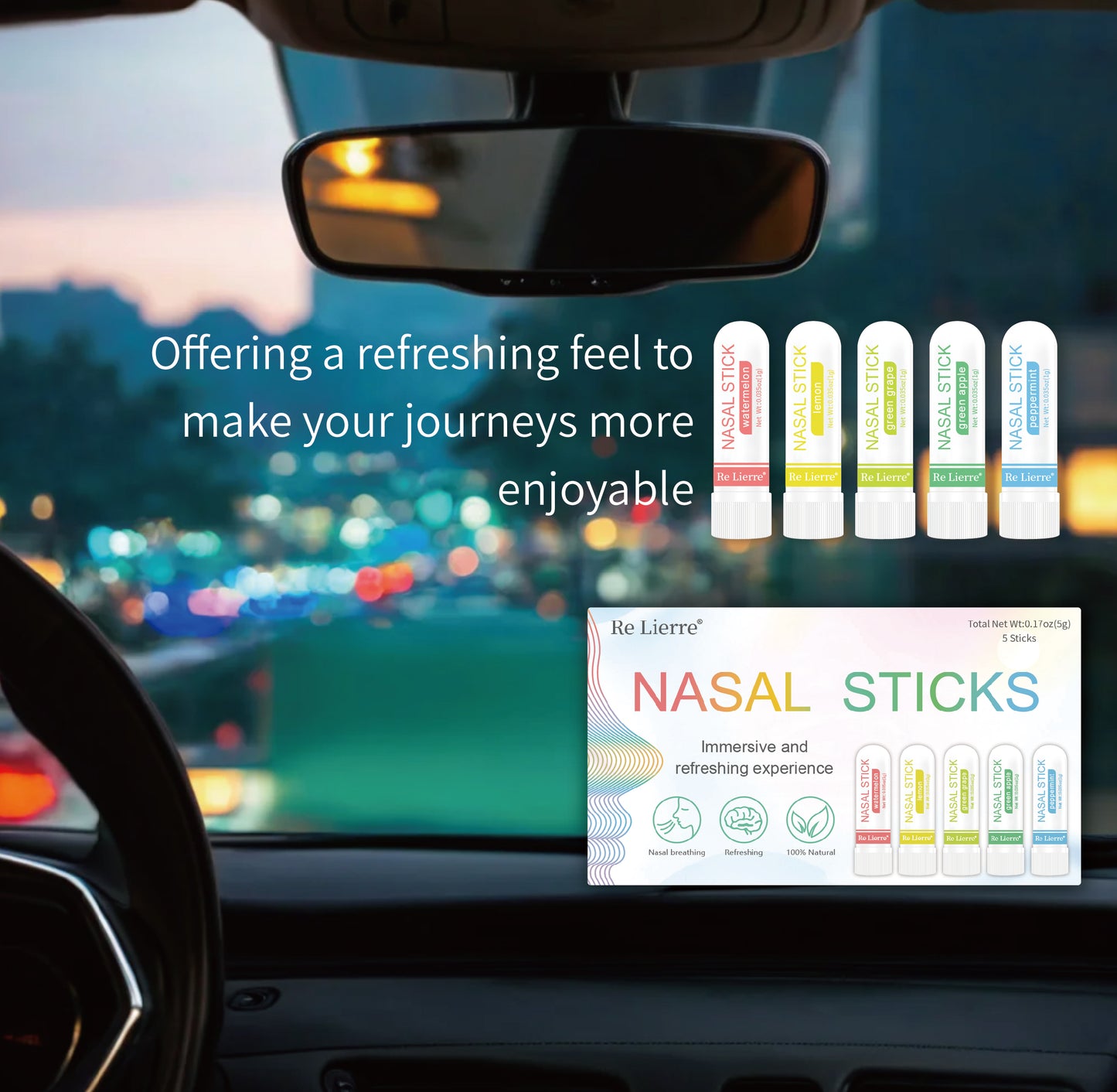 5-in-1 Nasal Energy Bar - Refreshing Aromatherapy Inhaler