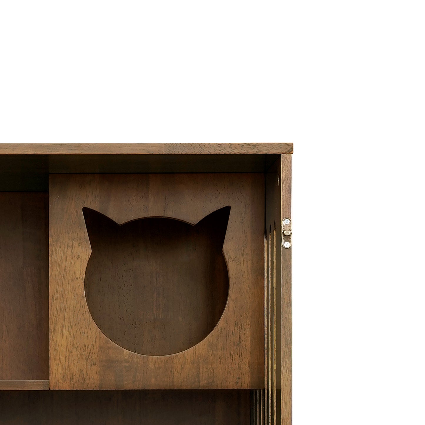 Indoor Rubber Wood Cat Enclosure with Multi-Level Shelves & Lockable Door - Brown Oak Finish