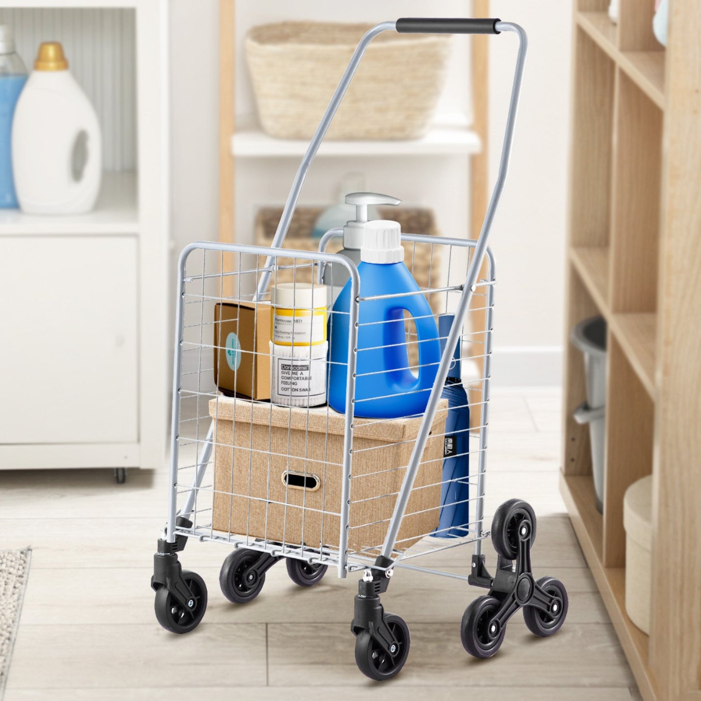 Foldable Stair Climbing Shopping Cart 45L with Wheels for Heavy Loads