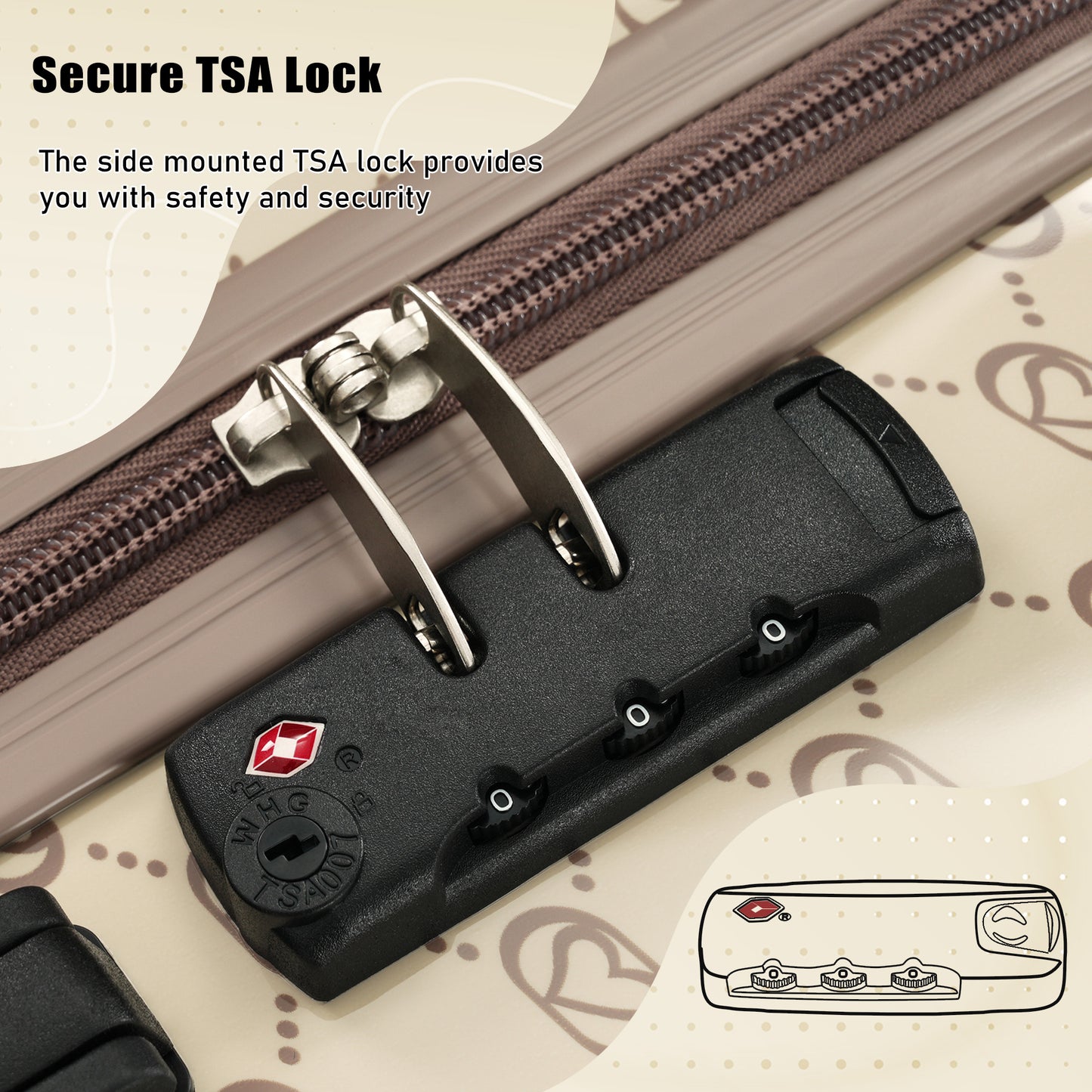 5-Piece Hardside Luggage Set with TSA Lock - Khaki