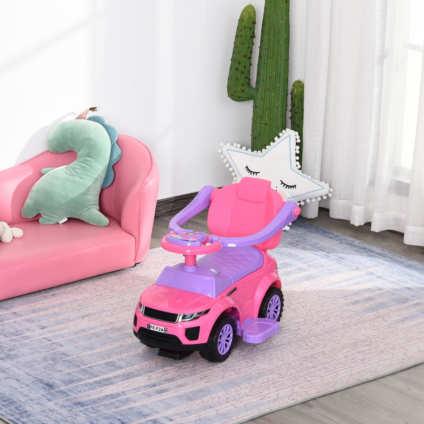 3-in-1 Push Car for Toddlers - Pink Ride-On Stroller Toy