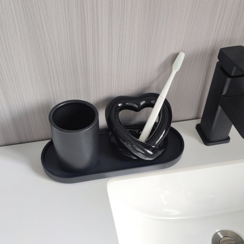 Ceramic Toothbrush Holder Couple Bathroom Storage Rack - Multiple Colors