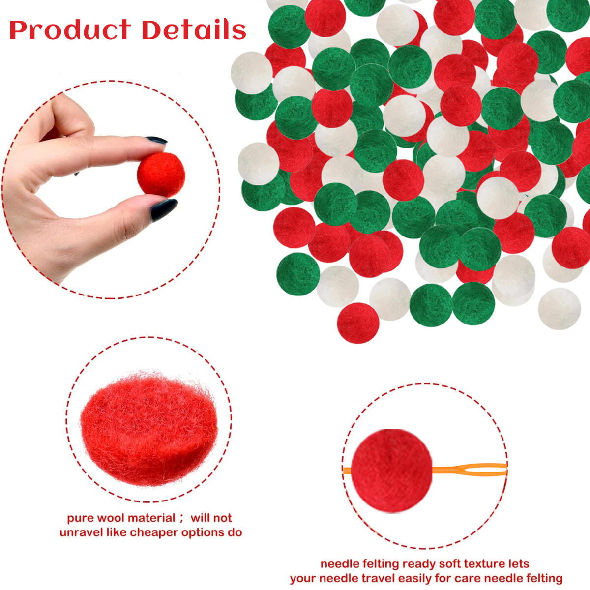 Felt Ball Garland with Warm Light String - 9.84 Ft