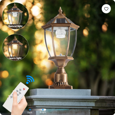 Golden Solar Powered Outdoor Lantern - Vintage Garden Light for Pathways & Yards - Bronze