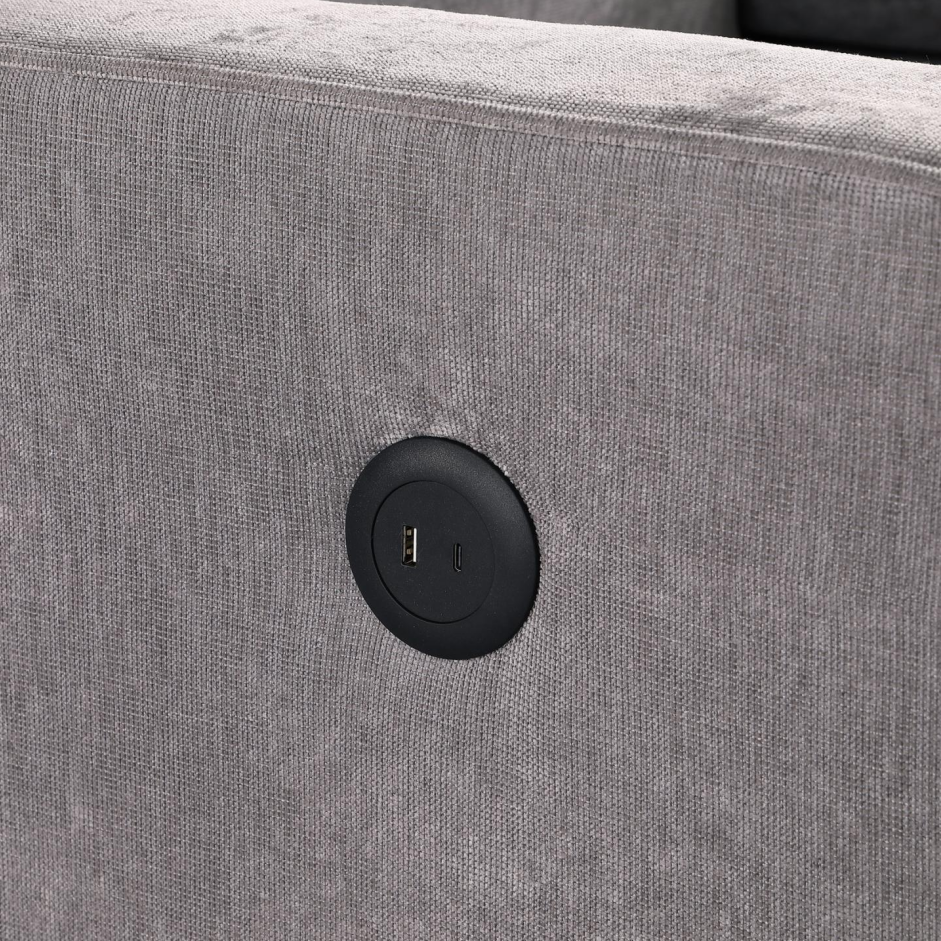 Sectional Sofa Bed with Storage, USB Port & Cup Holders - Gray
