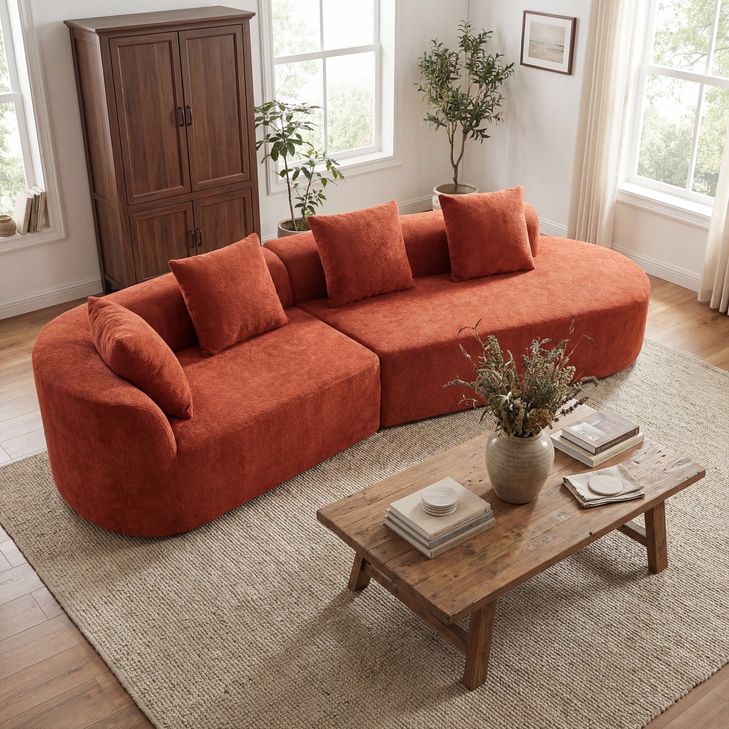 116 Modern Curved Sectional Sofa With High-Density Fully Compressed