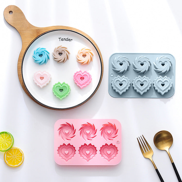 6-Piece Spiral Cake Mold Donut Set Silicone Baking Mold Kitchen Decor