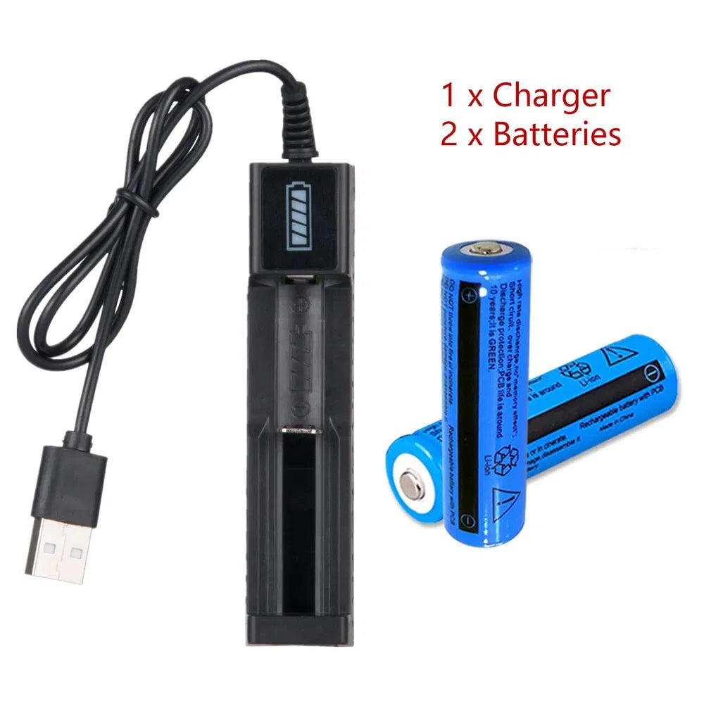 Rechargeable Lithium-Ion Button Top Batteries with USB Charger - 3000mAh, 3.7V, Multipurpose Power Supply