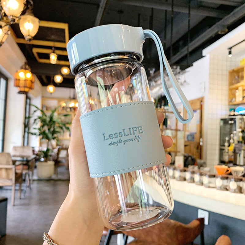 Heat-Resistant Glass Tea Cup with Lid 480ml Bubble Tea Glass Drinkware
