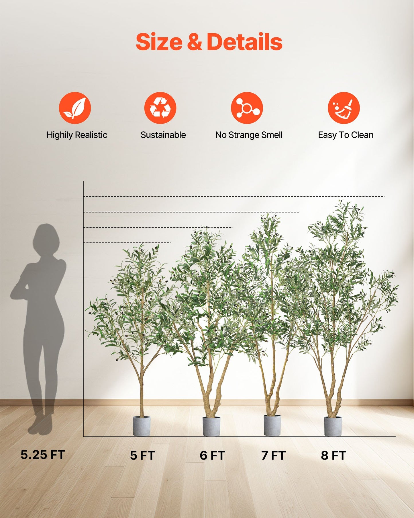 5FT Artificial Olive Tree with Black Pot - Lifelike Fake Plant for Home & Office Decor