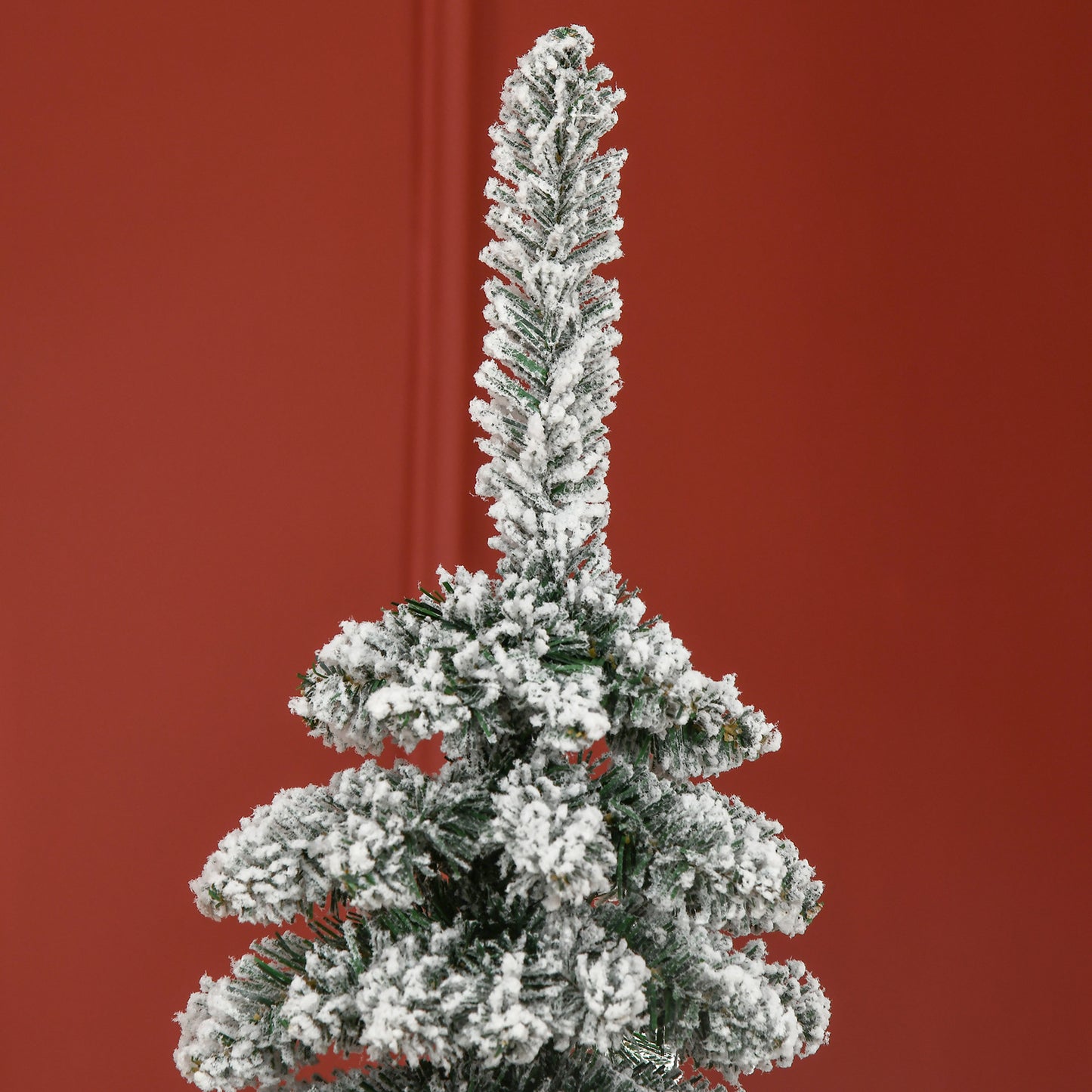 6ft Snow Flocked Slim Pencil Christmas Tree - Green