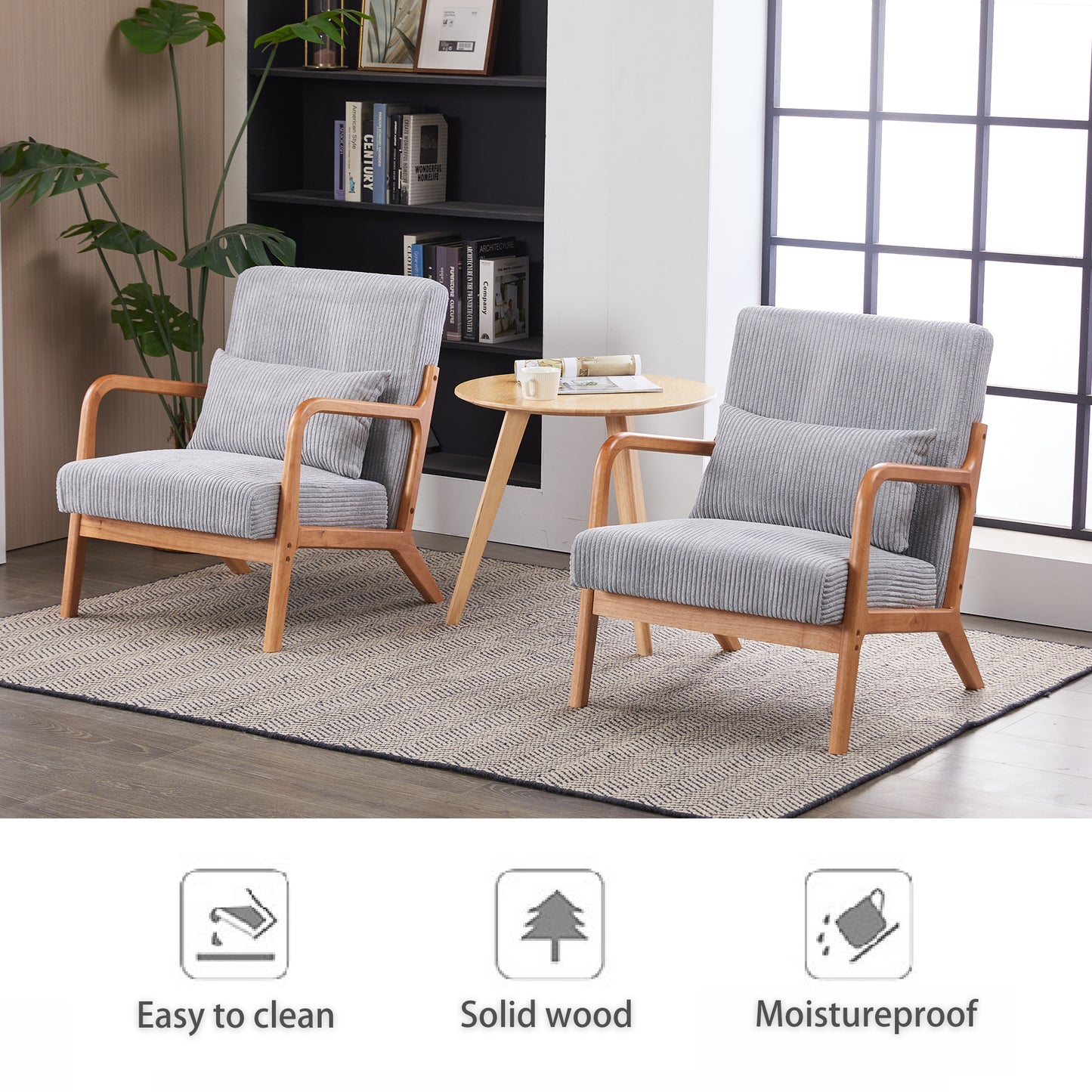 Mid-Century Modern Upholstered Accent Chair - Light Gray