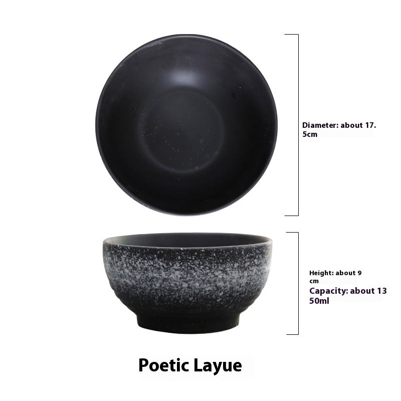 High Foot Ceramic Noodle Bowl Set - Creative 7-Inch Tableware with Color Variations