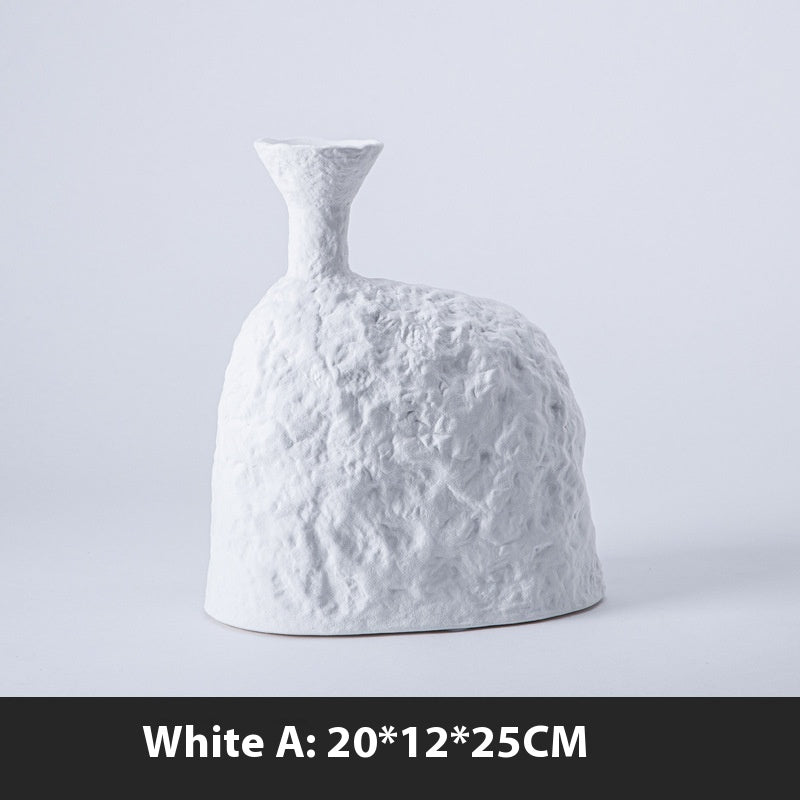 Geometric Flower Ceramic Vase - Modern Black & White Decor