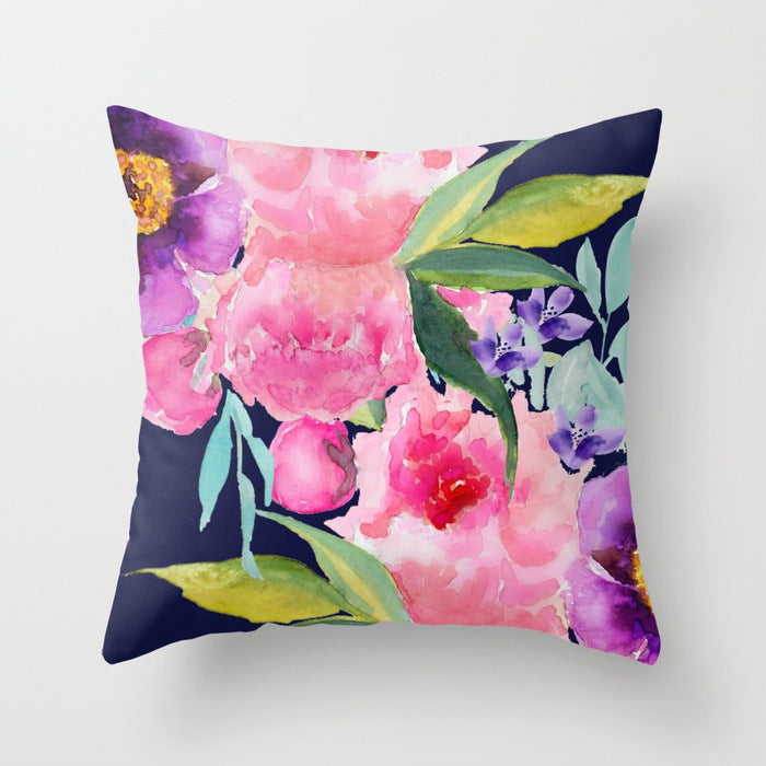 Simple Flower Pillow Cover 45x45cm Modern Cushion Case Polyester