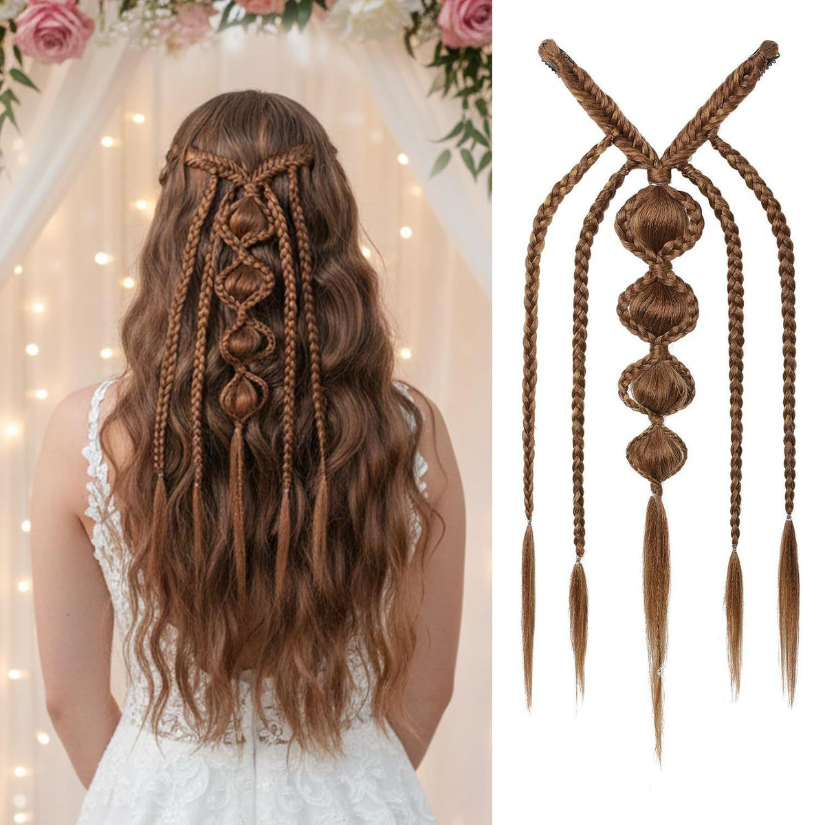Bohemian Braided Synthetic Hair Wig for Women - High-Temperature Resistant Fiber