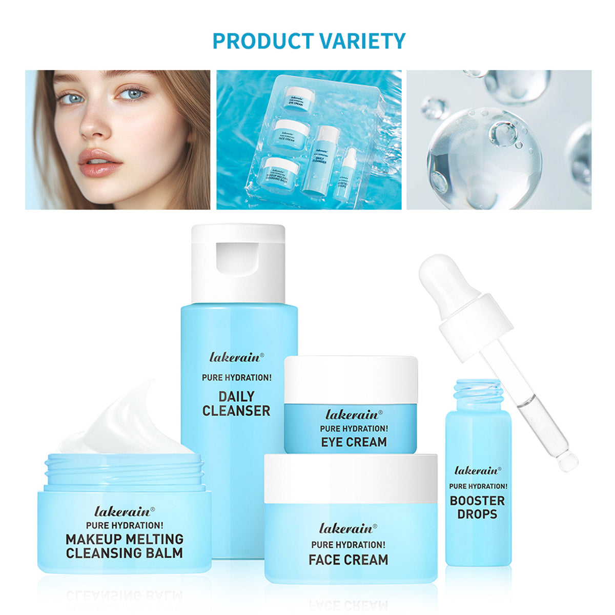 Mini Skin Care Set for Face & Eyes - Blue Travel Facial Care Kit