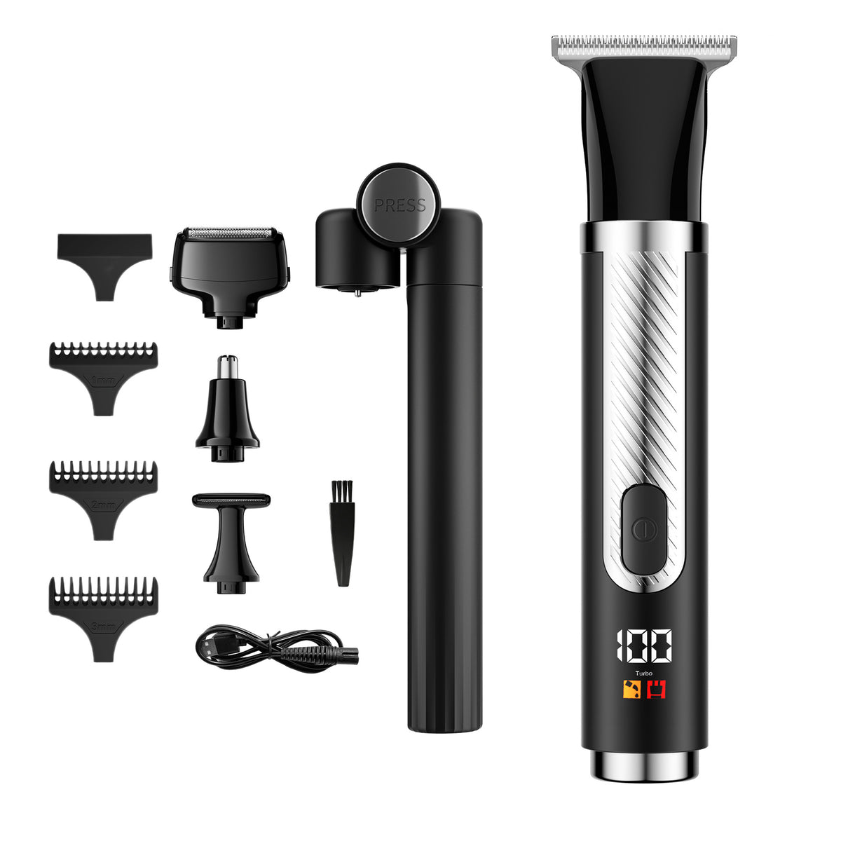 LED Body Hair Trimmer 4-in-1 Grooming Kit, Rechargeable
