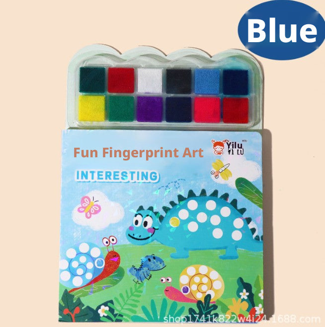 Fingerprint Dinosaur Art & Craft Paper Set - Fun Blue Doodle Decor